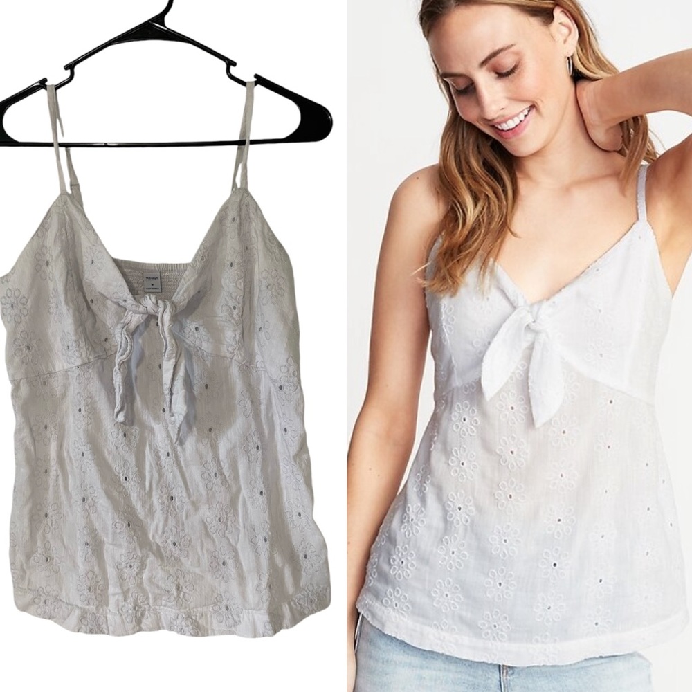 Old Navy Flower Eyelet Tie Front Baby Doll Tank Top